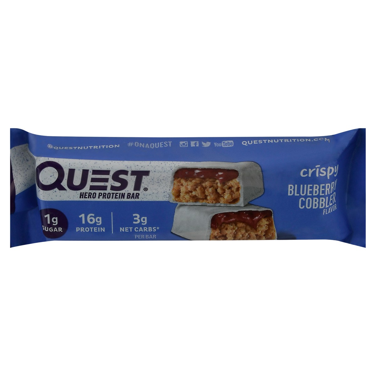 slide 1 of 2, Quest Crispy Blueberry Cobbler Hero Protein Bar, 1 ct