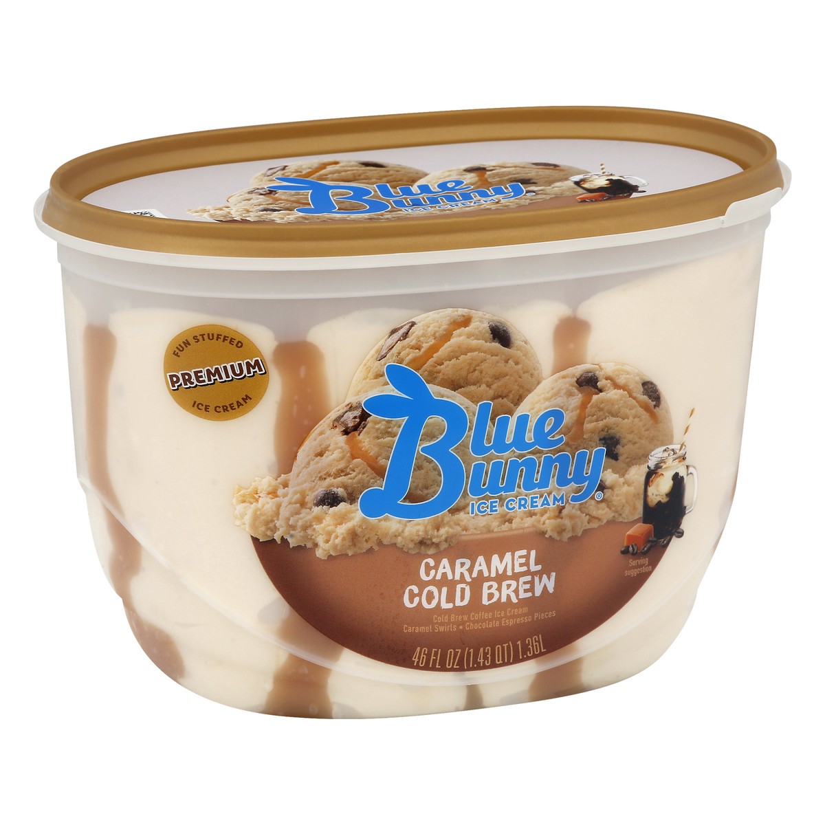 slide 8 of 13, Blue Bunny Caramel Cold Brew ice Cream 46 oz, 46 oz