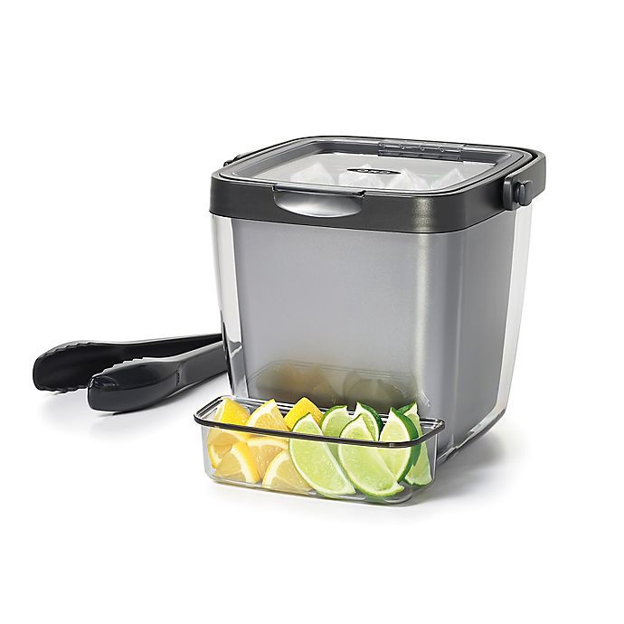 slide 5 of 5, Distributed OXO Double Wall Ice Bucket with Tongs and Garnish Tray, 3 ct