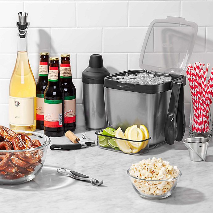 slide 4 of 5, Distributed OXO Double Wall Ice Bucket with Tongs and Garnish Tray, 3 ct
