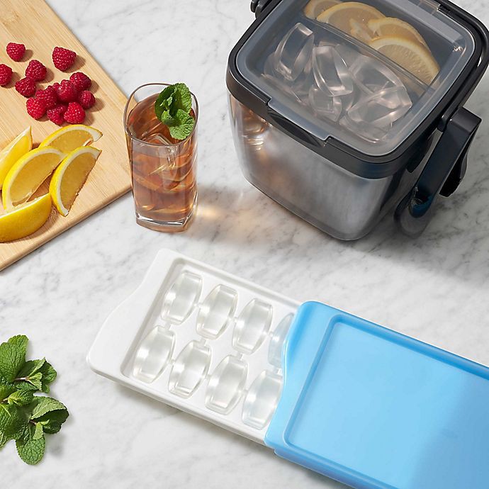 slide 3 of 5, Distributed OXO Double Wall Ice Bucket with Tongs and Garnish Tray, 3 ct