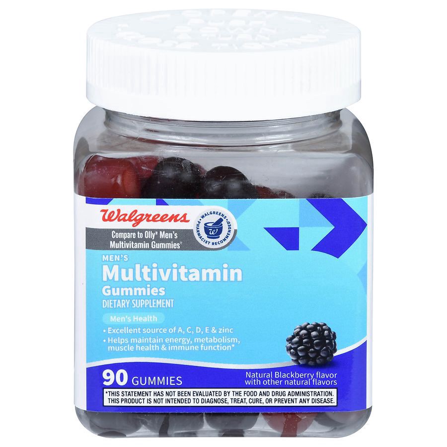 slide 1 of 5, Walgreens Men's Multivitamin Gummies Natural Blackberry, 90 ct