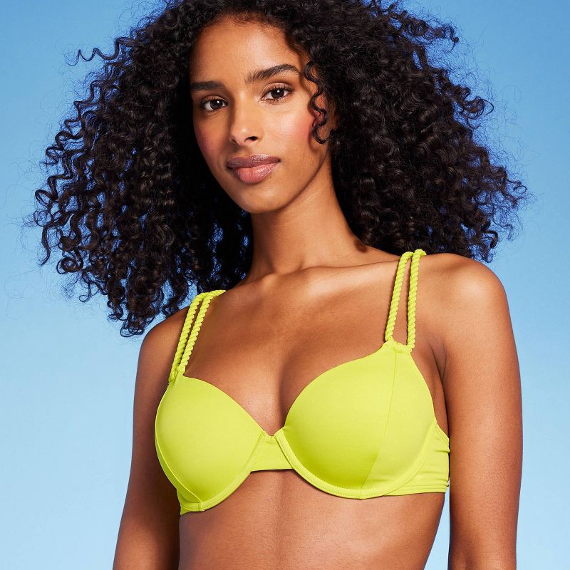 Women's Lightly Lined Twisted Strap Bikini Top - Shade & Shore™ Neon Yellow  38DD 1 ct
