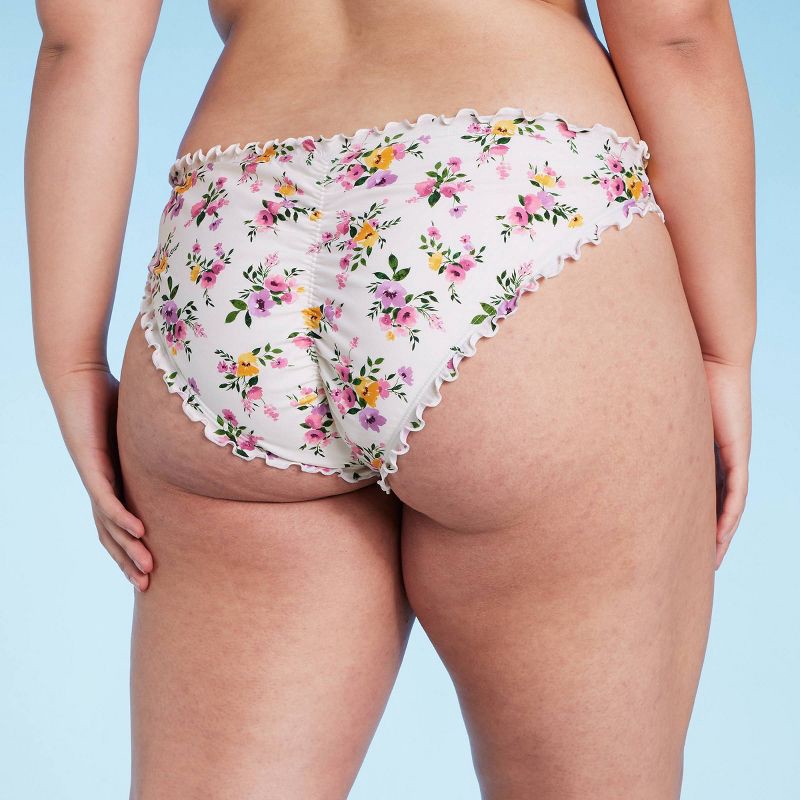Women's Ruffle Cheeky Bikini Bottom - Shade & Shore™ Multi Ditsy Floral  Print L 1 ct