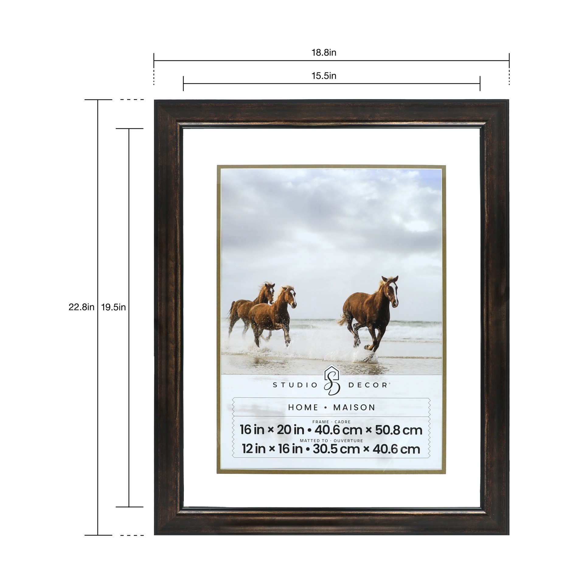 slide 5 of 6, Home Bronze Frame With Double Mat By Studio Decor, 12 in x 16 in mat
