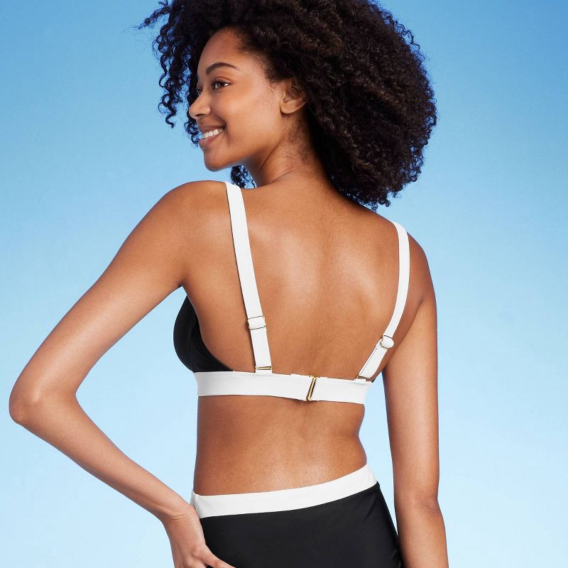 slide 2 of 5, Women's Wide Band Triangle Bikini Top - Shade & Shore™ Black/White XL, 1 ct