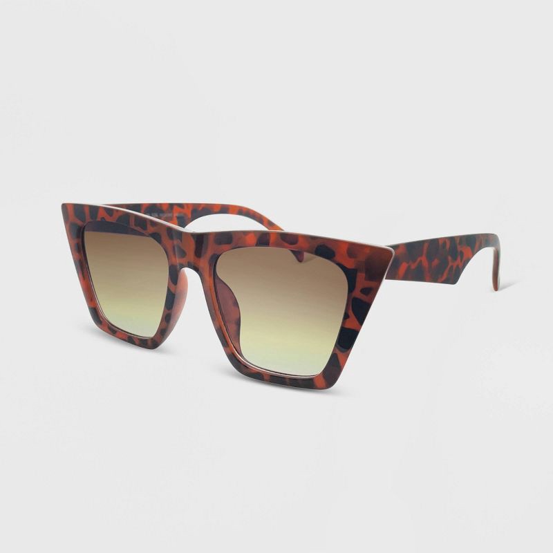 slide 2 of 2, Women's Plastic Cateye Sunglasses - Wild Fable™ Brown/Tortoise Print: UV Protection, Recycled Frame, 1 ct