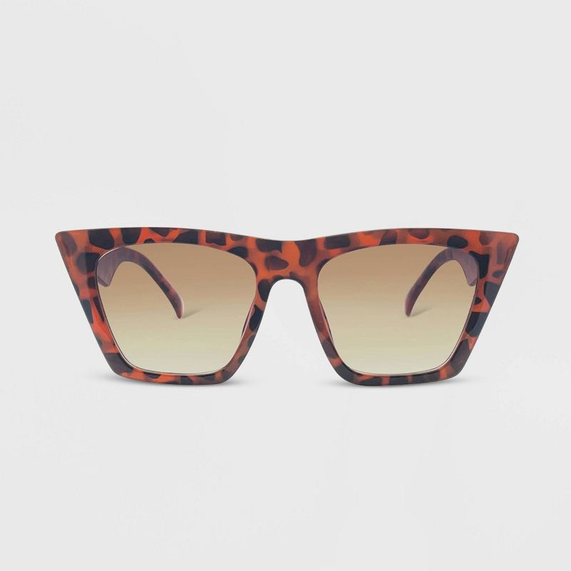slide 1 of 2, Women's Plastic Cateye Sunglasses - Wild Fable™ Brown/Tortoise Print: UV Protection, Recycled Frame, 1 ct