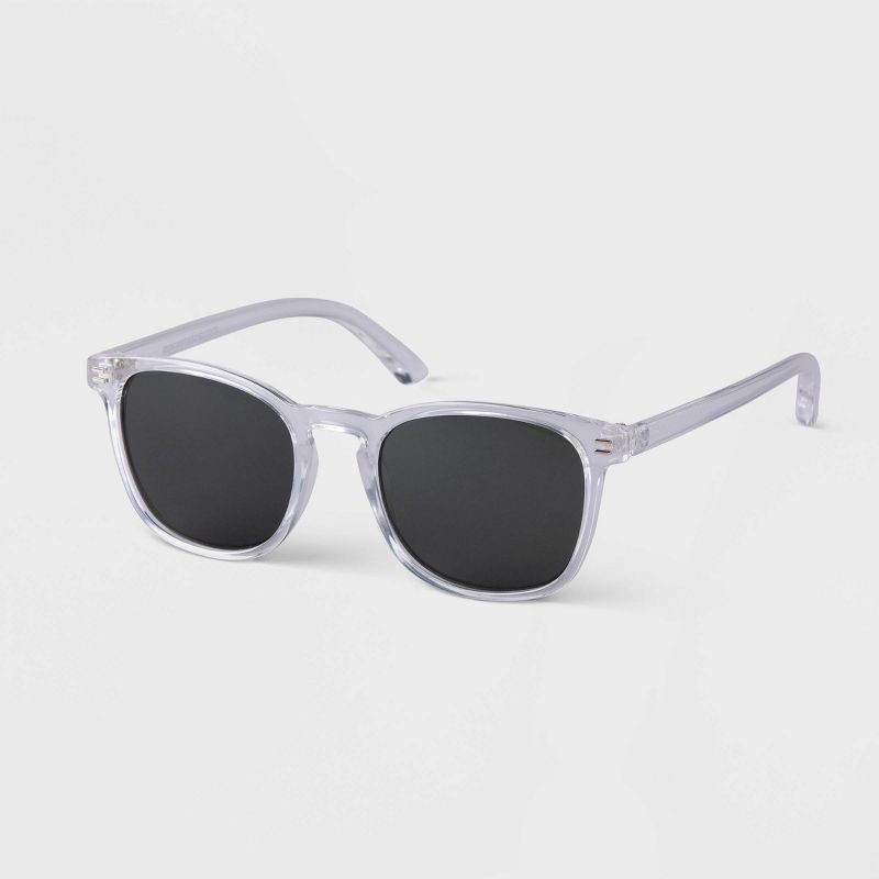 slide 2 of 2, Men's Plastic Square Sunglasses - Goodfellow & Co™ Clear: UV Protection, Recycled Material, 1 ct
