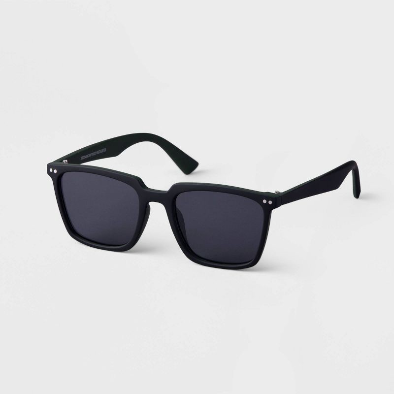 slide 2 of 2, Men's Two-Tone Angular Surf Sunglasses - Goodfellow & Co™ Black: UV Protection, Recycled Plastic Frame, 1 ct