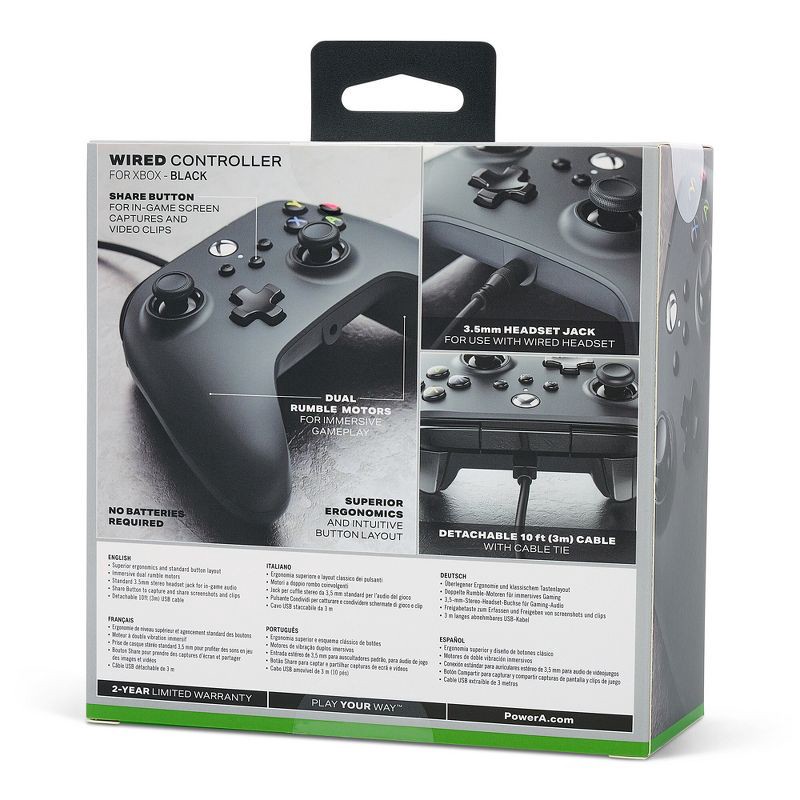 slide 13 of 14, PowerA Wired Controller for Xbox Series X|S - Black: USB-C Connection, Xbox Compatibility, 1 ct