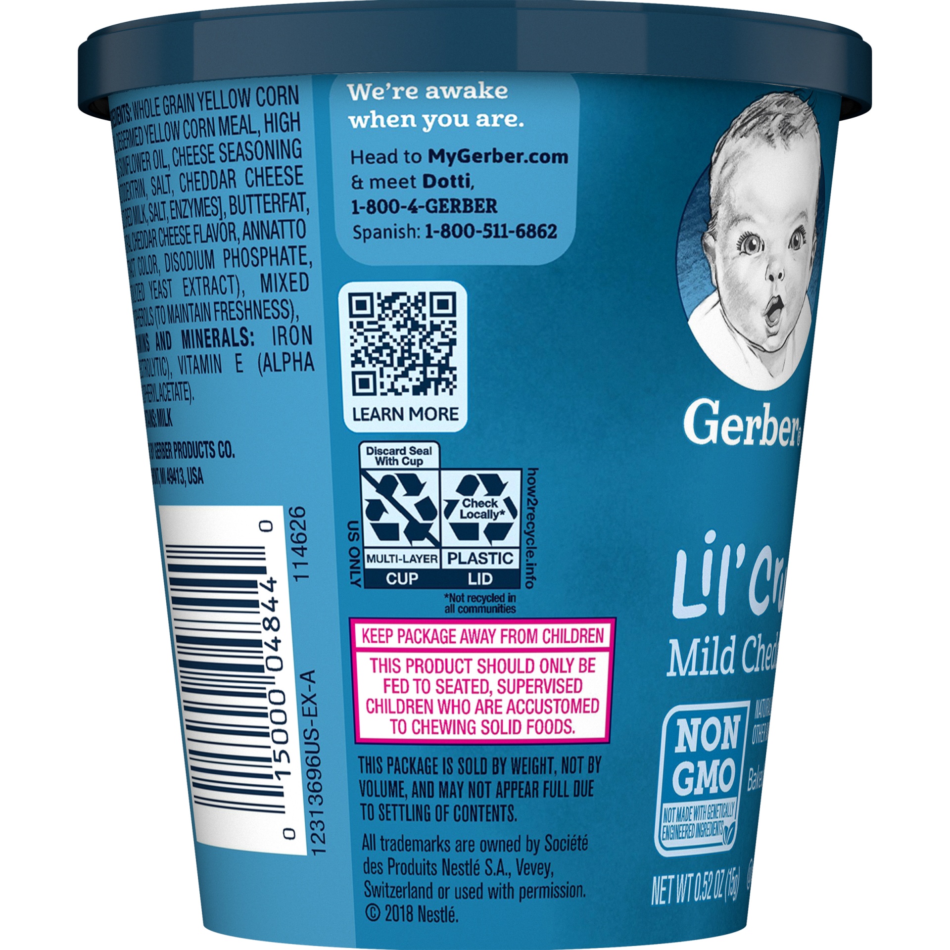 slide 6 of 6, Gerber Lil' Crunchies Baked Corn Snack, Mild Cheddar, 0.52 oz