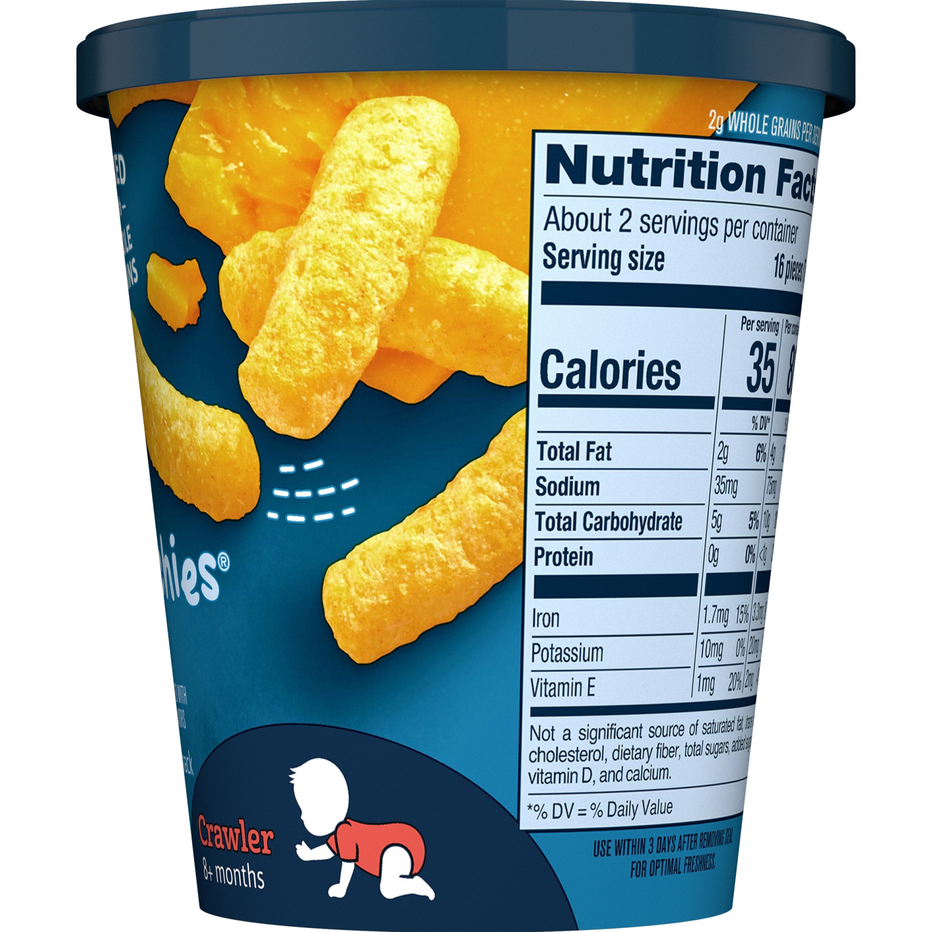 slide 2 of 6, Gerber Lil' Crunchies Baked Corn Snack, Mild Cheddar, 0.52 oz