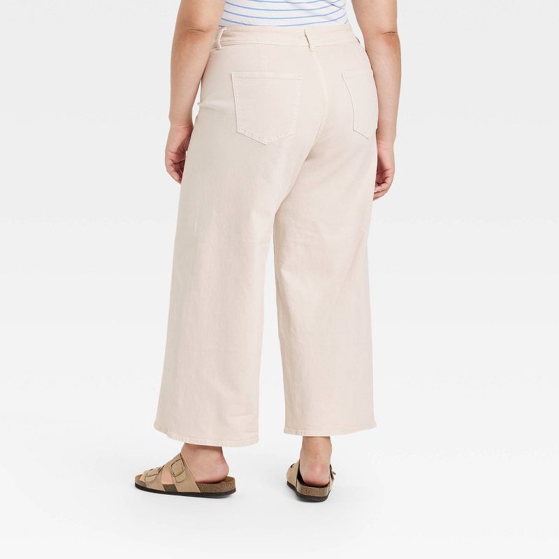 slide 2 of 3, Women's High-Rise Sailor Wide Leg Ankle Jeans - Universal Thread™ Beige 17: Cotton Denim, Relaxed Fit, 1 ct