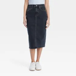 Women's High-Rise Denim Midi Skirt - Universal Thread™ Black Wash 00