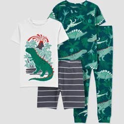 Carter's Just One You® Toddler Boys' 4pc Dinos Pajama Set - White/Green 5T