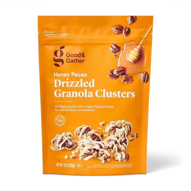 slide 1 of 4, Honey Pecan Drizzled Granola Clusters - 10oz - Good & Gather™, 10 oz