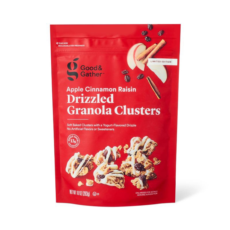 slide 1 of 3, Apple Cinnamon Raisin Drizzled Granola Clusters - 10oz - Good & Gather™, 10 oz