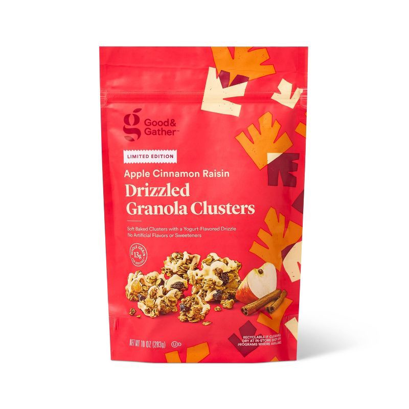 slide 1 of 4, Apple Cinnamon Raisin Drizzled Granola Clusters - 10oz - Good & Gather™, 10 oz
