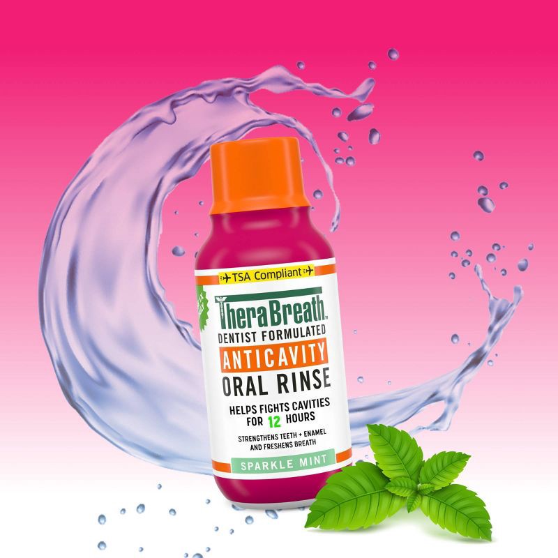slide 2 of 10, TheraBreath Anticavity Fluoride Mouthwash - Sparkle Mint - Trial Size - 3 fl oz, 3 fl oz