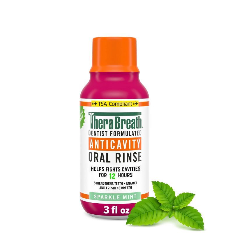 slide 1 of 10, TheraBreath Anticavity Fluoride Mouthwash - Sparkle Mint - Trial Size - 3 fl oz, 3 fl oz