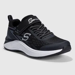 S Sport By Skechers Kids' Spencer Sneakers - Black 3: Cushioned Insole, Hook & Loop Closure, Machine Washable