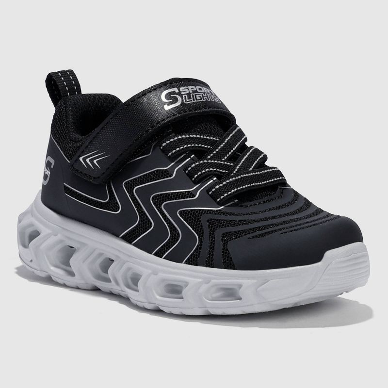 slide 5 of 5, S Sport By Skechers Toddler Jarrod Sneakers - Black 7T: Light Up, Hook & Loop Closure, Cushioned Insole, 1 ct