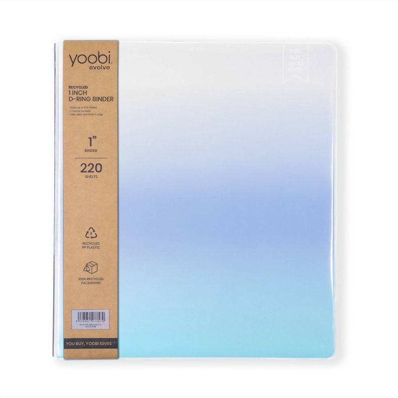 slide 2 of 7, Yoobi Evolve 1" D-Ring Binder 220 Sheet Capacity Powder Blue Ombre, 1 ct