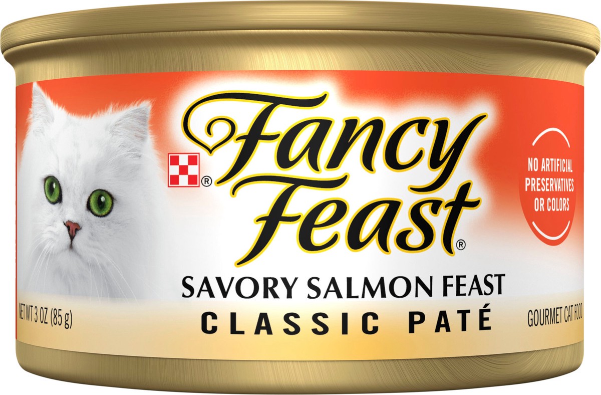 slide 7 of 7, Fancy Feast Purina Fancy Feast Salmon Feast Classic Grain Free Wet Cat Food Pate, 3 oz