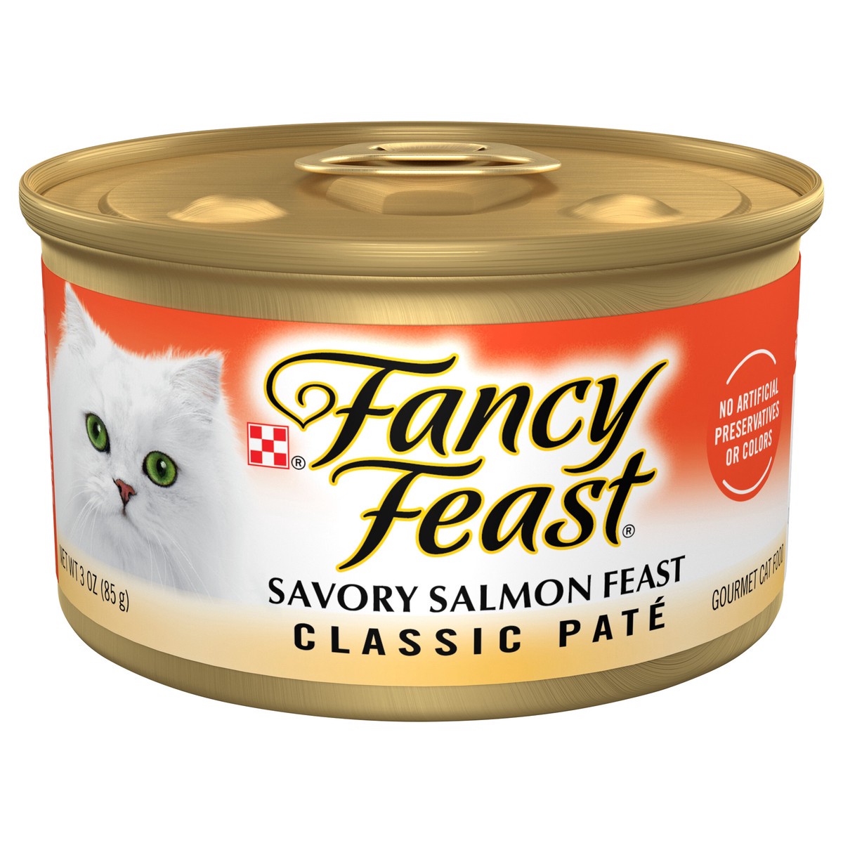 slide 1 of 7, Purina Fancy Feast Salmon Feast Classic Grain Free Wet Cat Food Pate, 3 oz