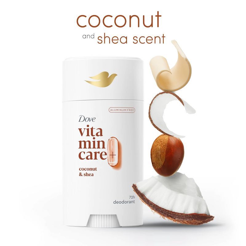 slide 4 of 7, Dove Beauty VitaminCare+ Aluminum Free Deodorant Stick with Niacinamide - Coconut & Shea - 2.6oz, 2.6 oz