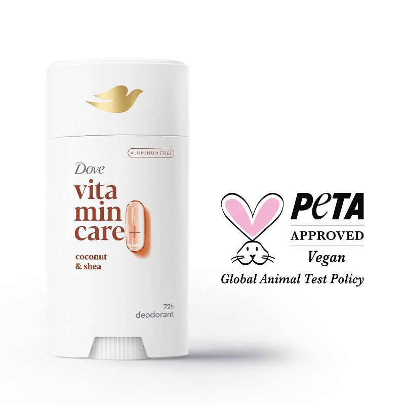 slide 7 of 7, Dove Beauty VitaminCare+ Aluminum Free Deodorant Stick with Niacinamide - Coconut & Shea - 2.6oz, 2.6 oz