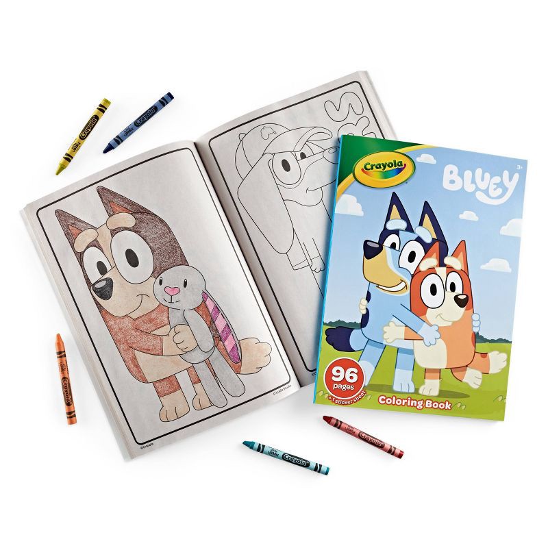 slide 4 of 5, Crayola 96pg Bluey Coloring Book: Stickers & Creative Thinking for Kids, Ages 3+, 10.75" x 7.75", 1 ct