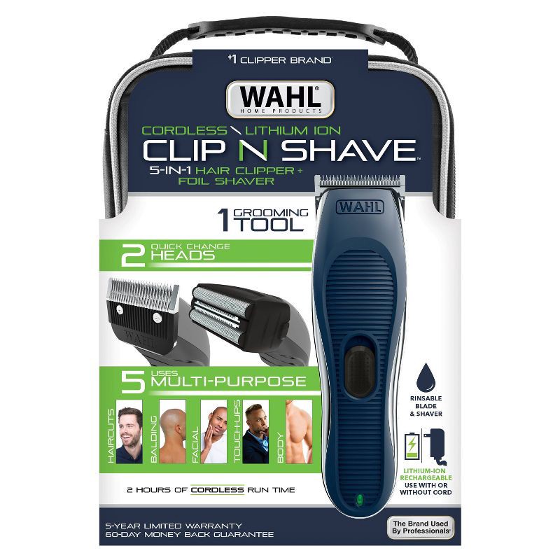 slide 1 of 4, Wahl Clip & Shave 2 in 1 Cordless Rechargeable Hair Clipper and Electric Shaver for Men for Head, Face & Body, 1 ct