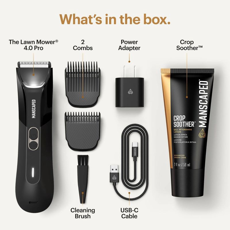 slide 3 of 13, MANSCAPED The Lawn Mower 4.0 Pro Essentials Kit, SkinSafe Electric Groin and Body Hair Trimmer, Men's Grooming Gift Set, 1 ct