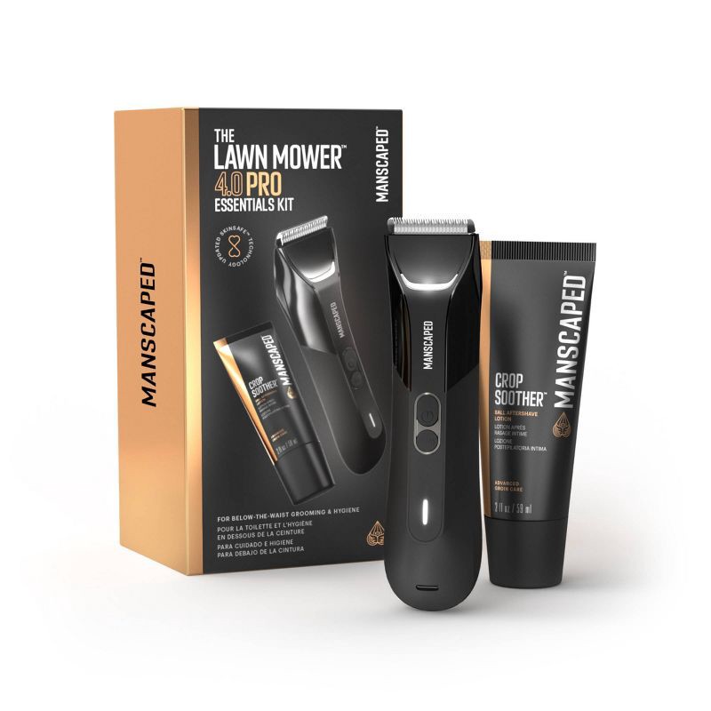 slide 1 of 13, MANSCAPED The Lawn Mower 4.0 Pro Essentials Kit, SkinSafe Electric Groin and Body Hair Trimmer, Men's Grooming Gift Set, 1 ct