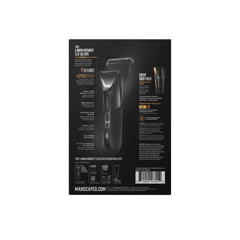 slide 2 of 13, Manscaped The Lawn Mower 5.0 Ultra Essentials Kit, SkinSafe Electric Groin and Body Hair Trimmer, Men's Grooming Gift Set, 1 ct