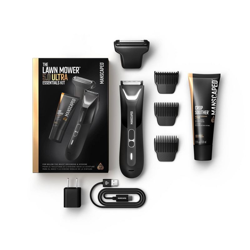 slide 7 of 10, MANSCAPED The Lawn Mower 5.0 Ultra Essentials Kit, SkinSafe Electric Groin and Body Hair Trimmer, Men's Grooming Gift Set, 1 ct