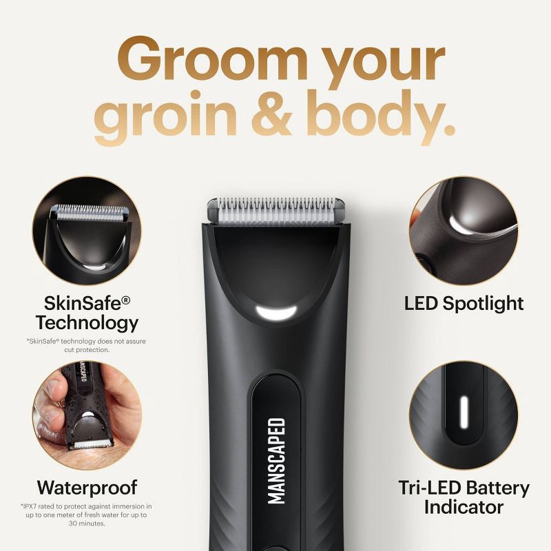 slide 4 of 13, Manscaped The Lawn Mower 3.0 Plus Essentials Shaving Kit, SkinSafe Electric Groin and Body Hair Trimmer, Men's Grooming Gift Set, 1 ct