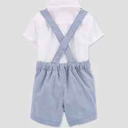 Carter's Just One You® Baby Boys' Striped Suspender Top & Shorts Set with Bow Tie - Blue/White 6M