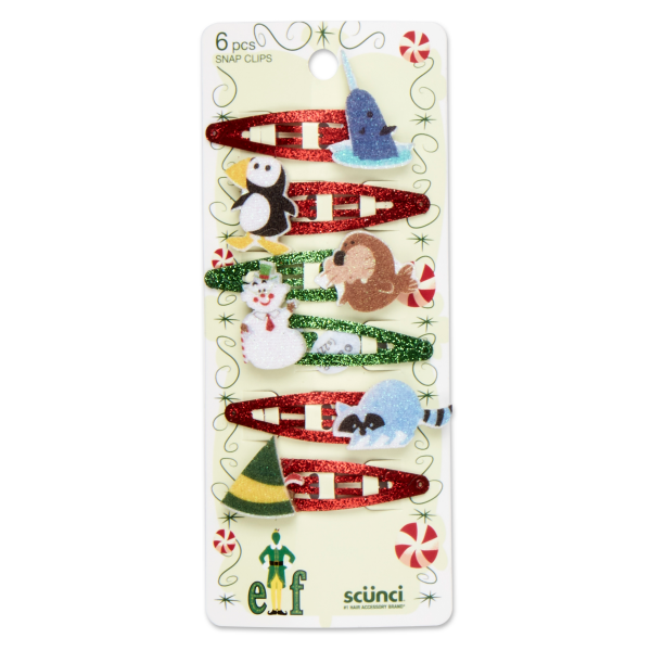 slide 1 of 1, scünci Scunci Elf Novelty Snap Clips - 6 ct, 6 ct