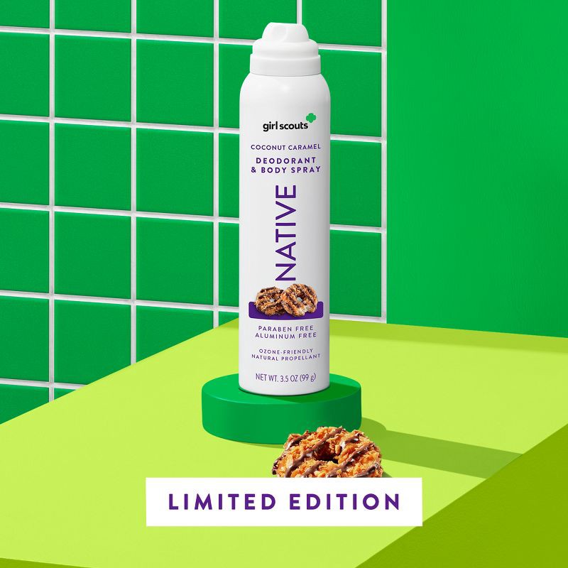 slide 3 of 5, Native Limited Edition Girl Scout Coconut Caramel Cookie Deodorant Spray - 3.5oz, 3.5 oz