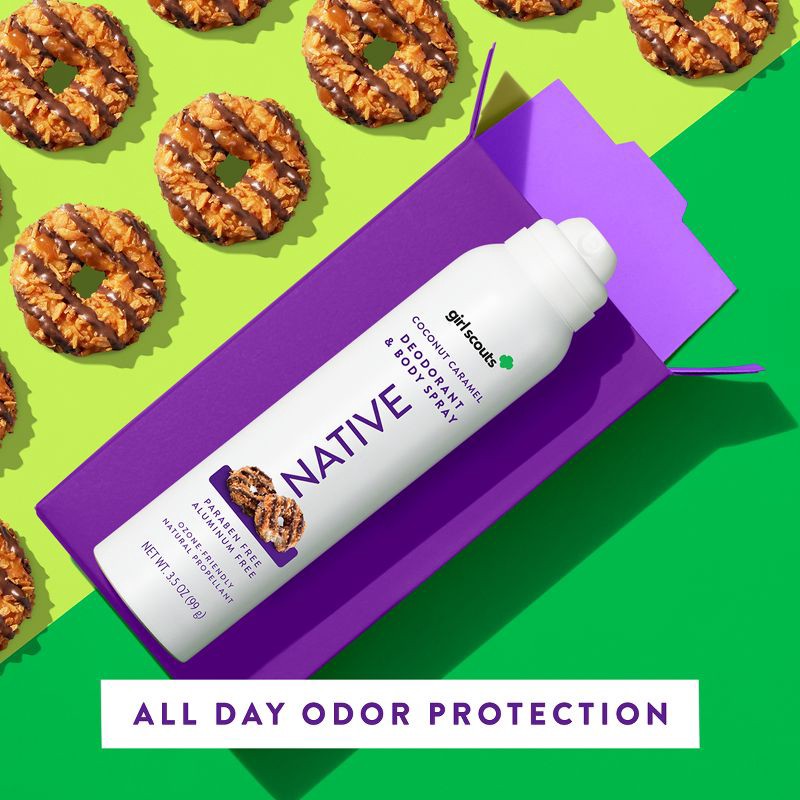 slide 4 of 5, Native Limited Edition Girl Scout Coconut Caramel Cookie Deodorant Spray - 3.5oz, 3.5 oz
