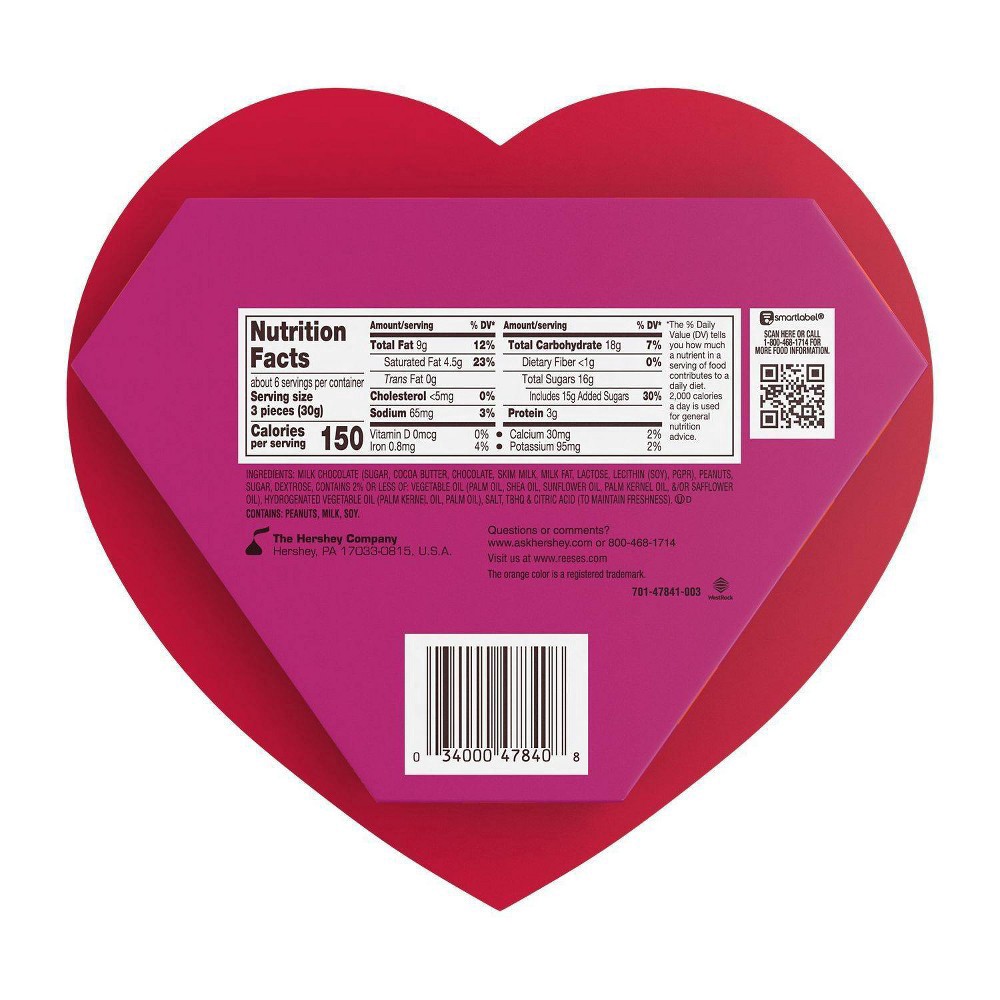 slide 3 of 4, Reese's Reeses Valentines Milk Chocolate Peanut Butter Hearts Candy Heart Box, 6.5 oz