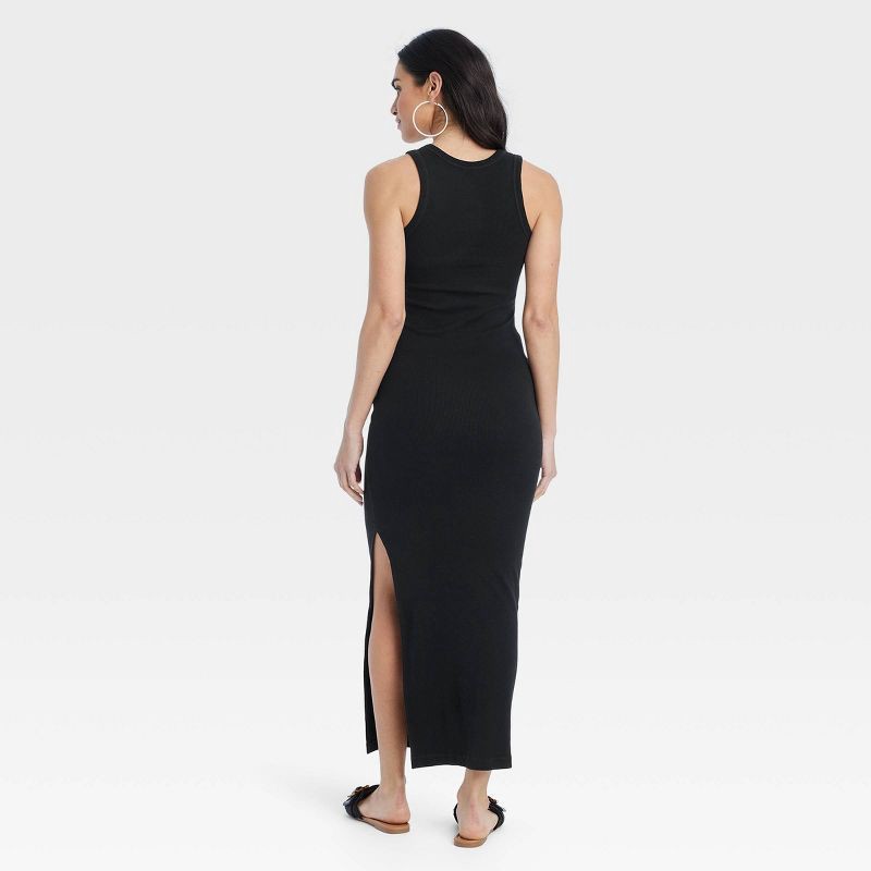slide 2 of 3, Women's Rib-Knit Maxi Bodycon Dress - Universal Thread™ Black L, 1 ct