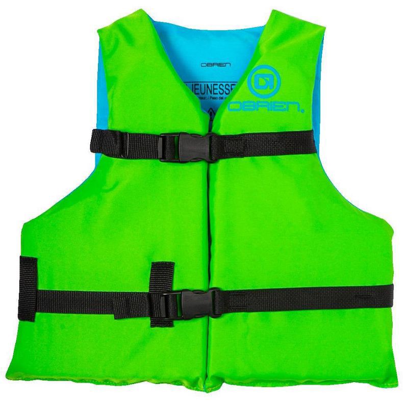 slide 1 of 2, O'Brien Youth Life Jacket - Green: Nylon Vest, Buckle Closure, 55-88 lbs Range, 1 ct