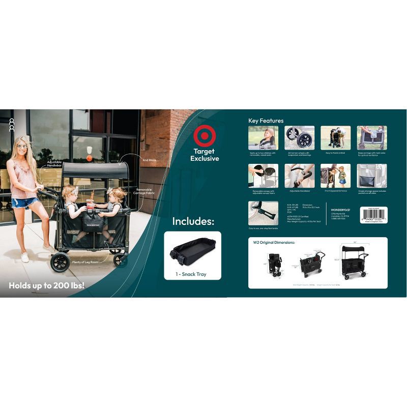 slide 9 of 9, WONDERFOLD W2 Original Stroller with Snack Tray, 1 ct