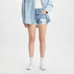 Levi's 501® Original Fit High-Rise Women's Jean Shorts - Quiet Riot 29: Denim, Heavyweight, Fly Button