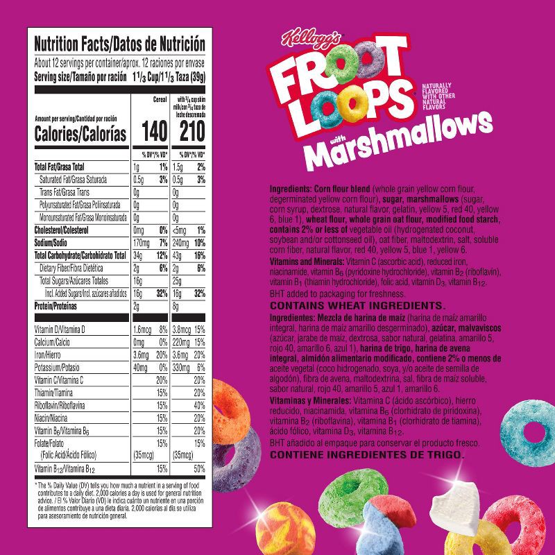 slide 2 of 11, Kellogg's Froot Loops With Marshmallow Breakfast Cereal - 16.2 oz, 16.2 oz