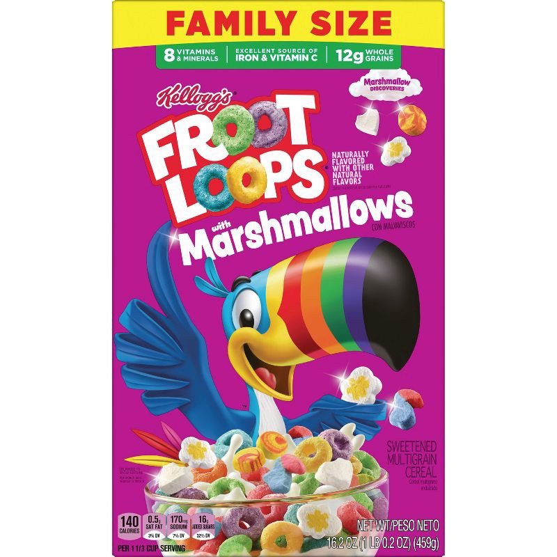 slide 6 of 11, Kellogg's Froot Loops With Marshmallow Breakfast Cereal - 16.2 oz, 16.2 oz
